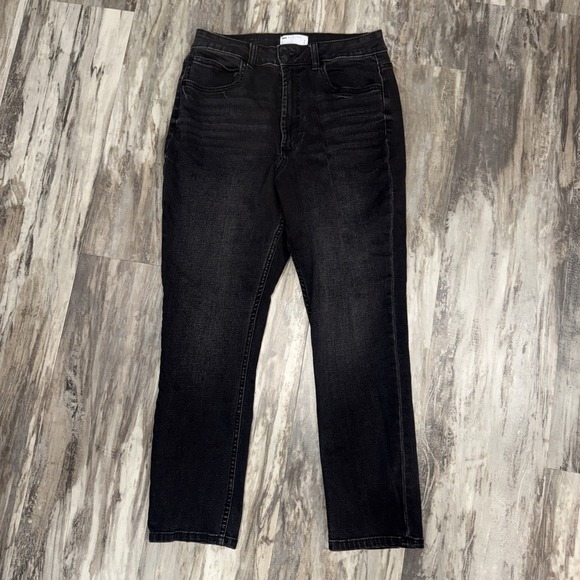 ASOS DESIGN Denim - ASOS DESIGN High Waisted Straight Leg Jeans Black Denim Women's 30/32 READ